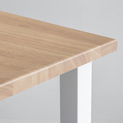 かなでもののアッシュのラバーウッドとホワイトのスクエアバー鉄脚を組み合わせたシンプルモダンなテーブル（天板）