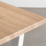 かなでもののアッシュのラバーウッドとホワイトのトラぺゾイド鉄脚を組み合わせたシンプルモダンなテーブル（天板）