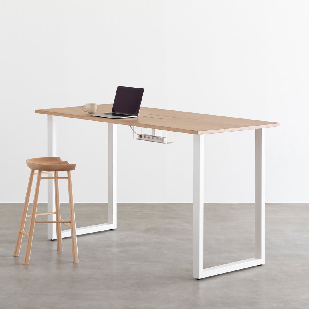 かなでもの　デスク　ラバーウッド THE TABLE / スタンディングデスク × ラバーウッド アッシュグレー