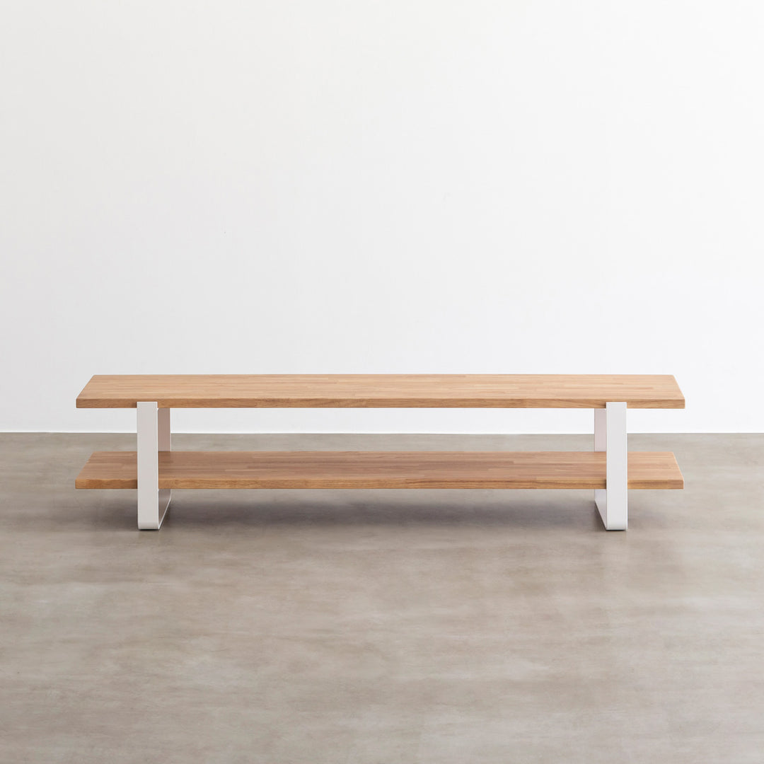 THE TV BOARD / LOW TABLE ラバーウッド アッシュグレー × White Steel