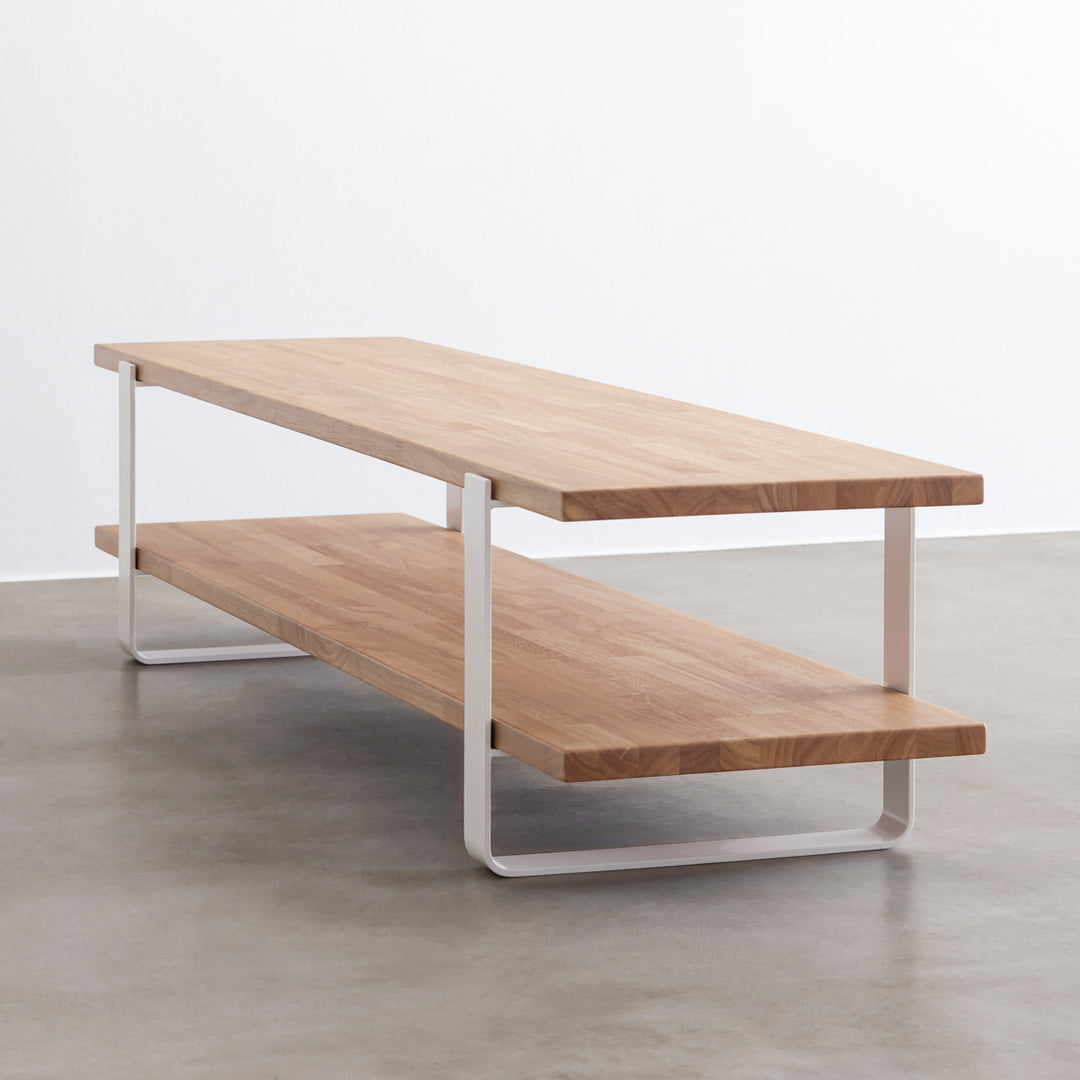 THE TV BOARD / LOW TABLE ラバーウッド アッシュグレー × White Steel