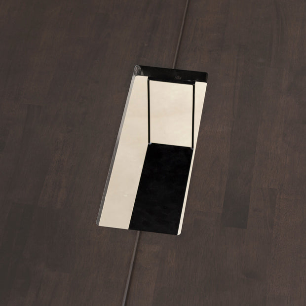 Kanademonoの配線孔BROCK＆TRAY付きの特寸サイズのラバーウッド天板ブラックブラウンとブラックの角柱鉄脚を組み合わせた大型テーブル（BLOCK6)