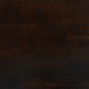 KANADEMONOのラバーウッドブラックブラウンの棚板とブラックアイアン脚を組み合わせたシェルフ（天板クローズアップ）