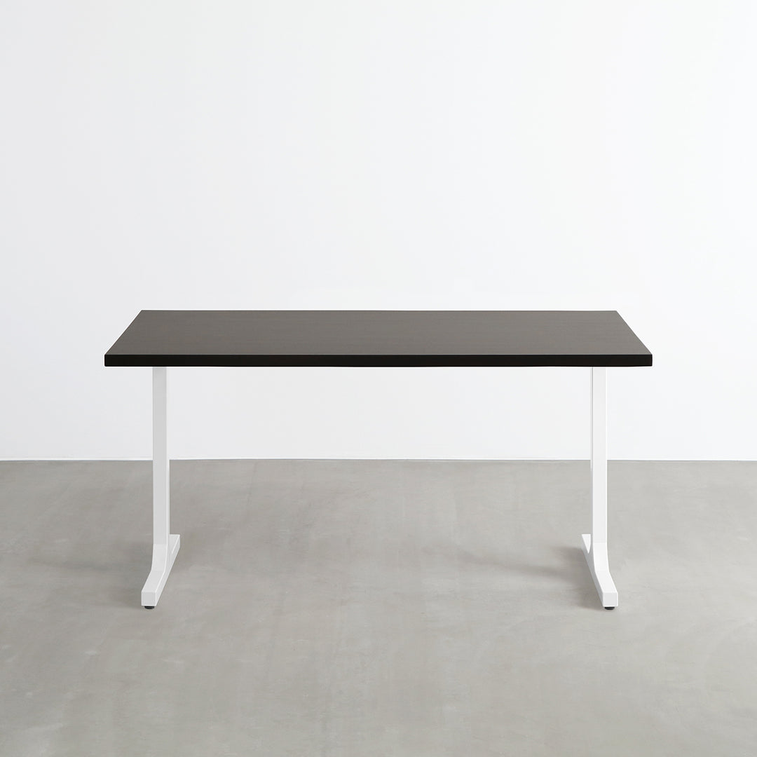 KANADEMONO デスク ラバーウッド White脚 THE TABLE / ラバーウッド ブラックブラウン × White Steel