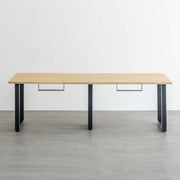 THE TABLE / ラバーウッド ナチュラル × Black Steel × W181 - 300cm　配線トレー付き