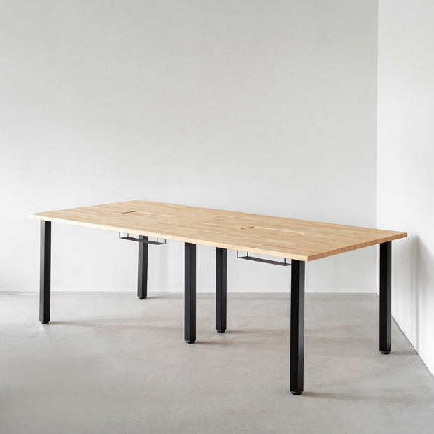 THE TABLE / ラバーウッド ナチュラル × Black Steel × W181 - 300cm　配線トレー付き