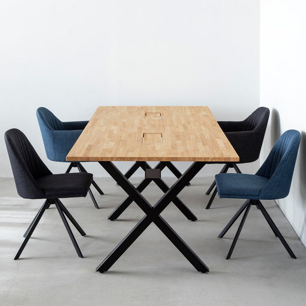 THE TABLE / ラバーウッド ナチュラル × Black Steel × W181 - 300cm 