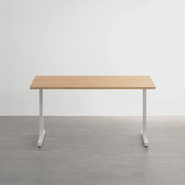 かなでもののラバーウッドとホワイトのIライン鉄脚を組み合わせたシンプルデザインのテーブル2