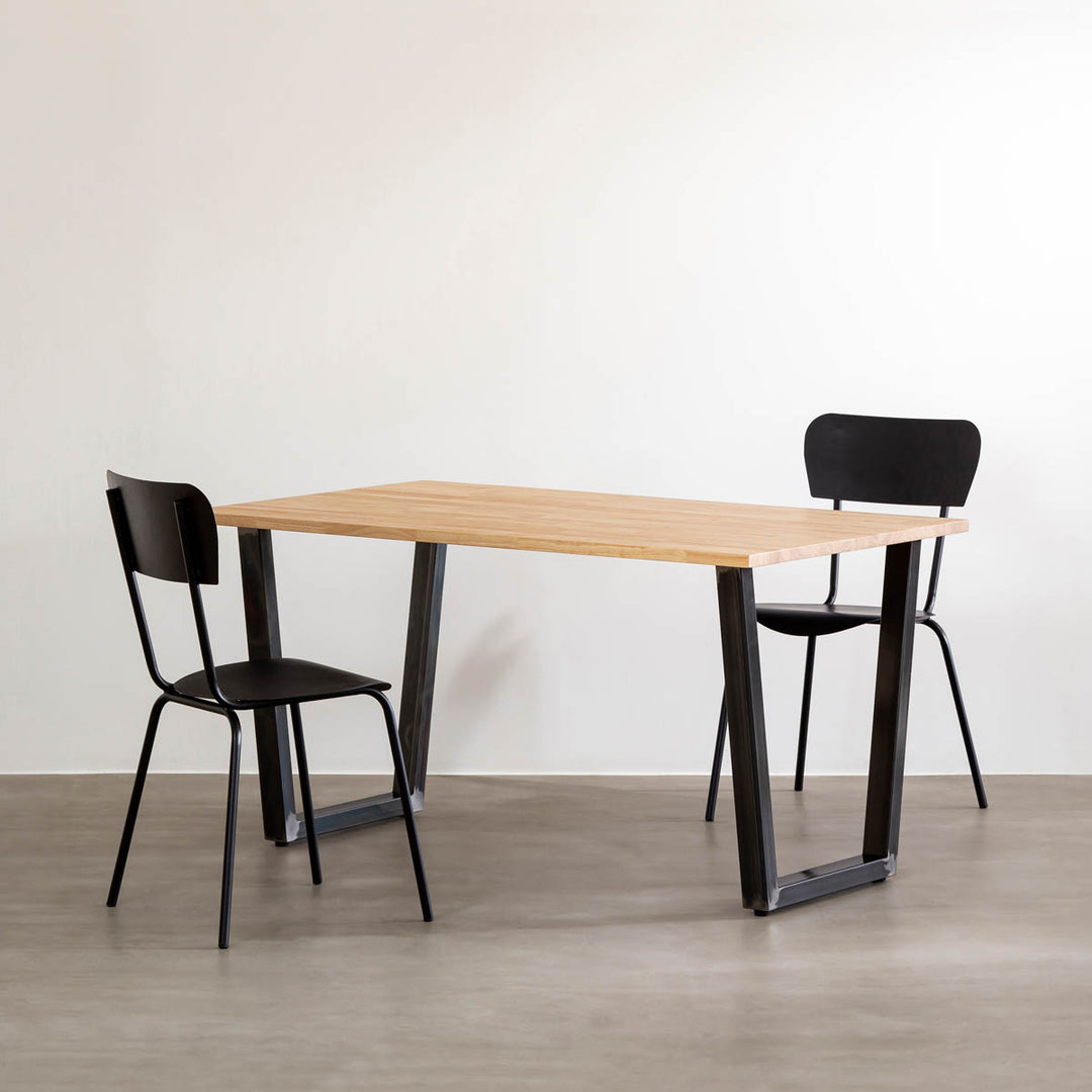 THE TABLE / ラバーウッド ナチュラル × Black Steel（クリア塗装