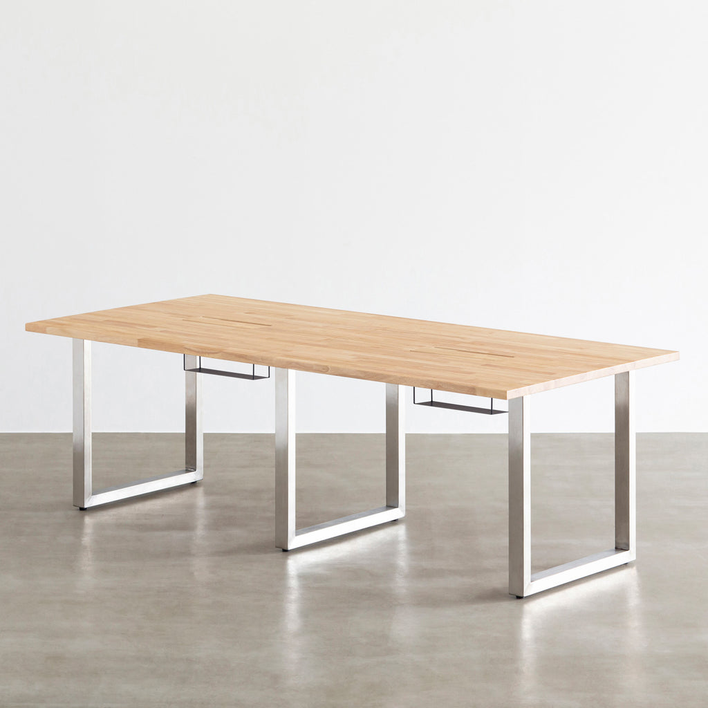 THE TABLE ラバーウッド ナチュラル × Stainless × W181 300cm 配線トレー付き – KANADEMONO