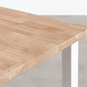 KANADEMONOのラバーウッドアッシュ天板と角柱鉄脚を組み合わせた、Block&Tray配線孔付き大型テーブル（角）