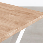 KANADEMONOのラバーウッドアッシュ天板とＸラインの鉄脚を組み合わせた、Block&Tray配線孔付き大型テーブル（角）