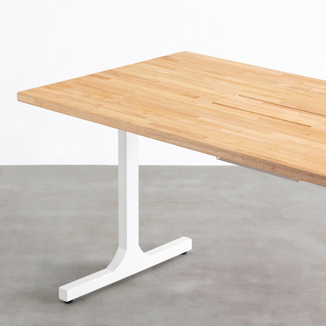 THE TABLE / ラバーウッド ナチュラル × White Steel 配線トレー