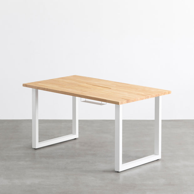 THE TABLE / ラバーウッド ナチュラル × White Steel 配線トレー付き