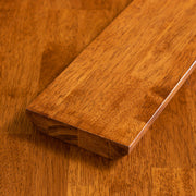 かなでものの配線孔BROCK＆TRAY付きの特寸サイズのラバーウッド天板チークブラウンとブラックの角柱鉄脚を組み合わせた大型テーブル（BLOCK8）