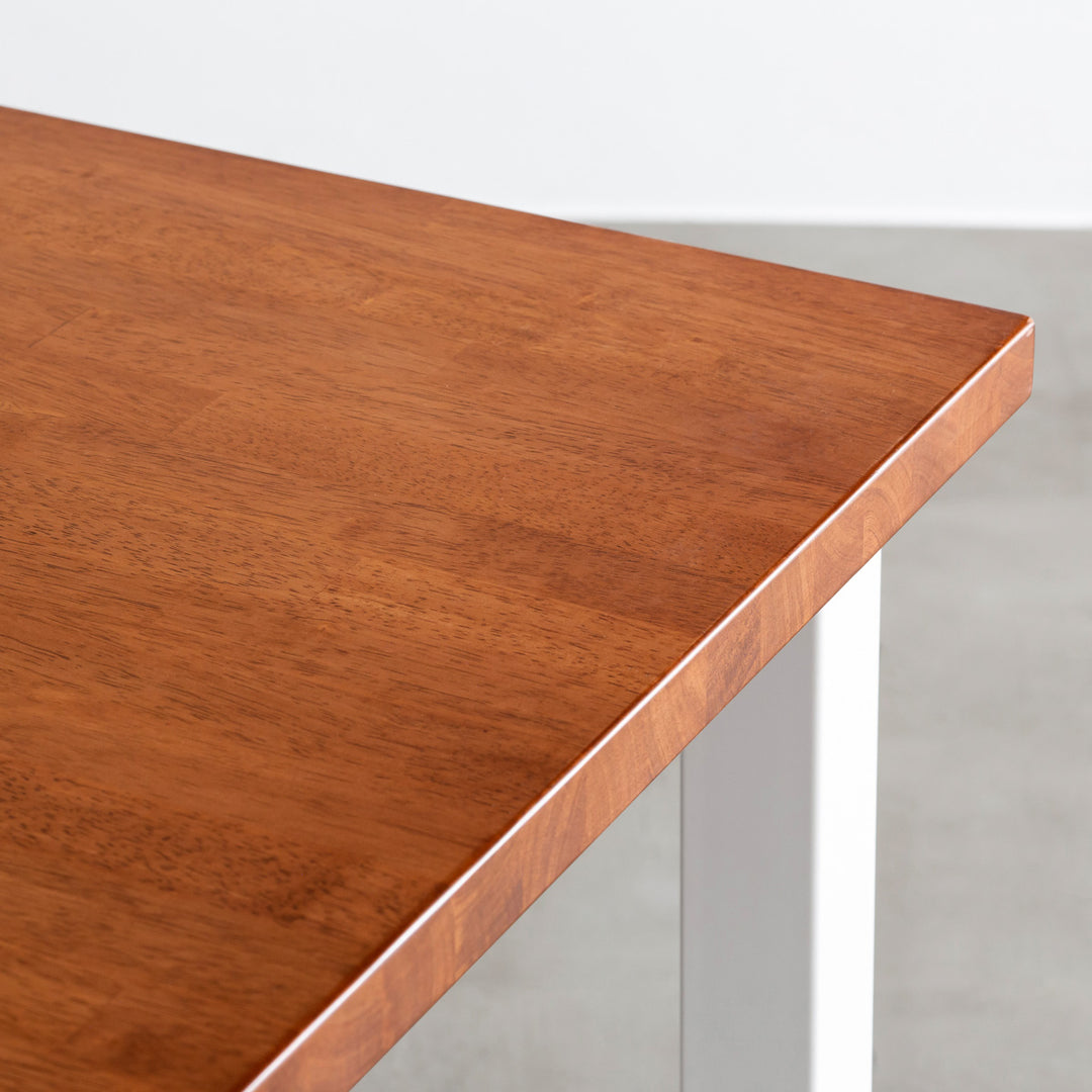 【美品】THE TABLE ラバーウッドチークブラウンkanademono THE TABLE / ラバーウッド ブラウン × White Steel × W150