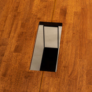 かなでものの配線孔BROCK＆TRAY付きの特寸サイズのラバーウッド天板チークブラウンとブラックの角柱鉄脚を組み合わせた大型テーブル（BLOCK3）
