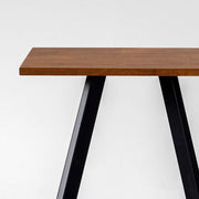 かなでもののラバーウッド材のスクエア天板TeakBrownとマットブラックの4pinアイアン脚を組み合わせたすっきりとしたデザインのカフェテーブル（天板と脚）