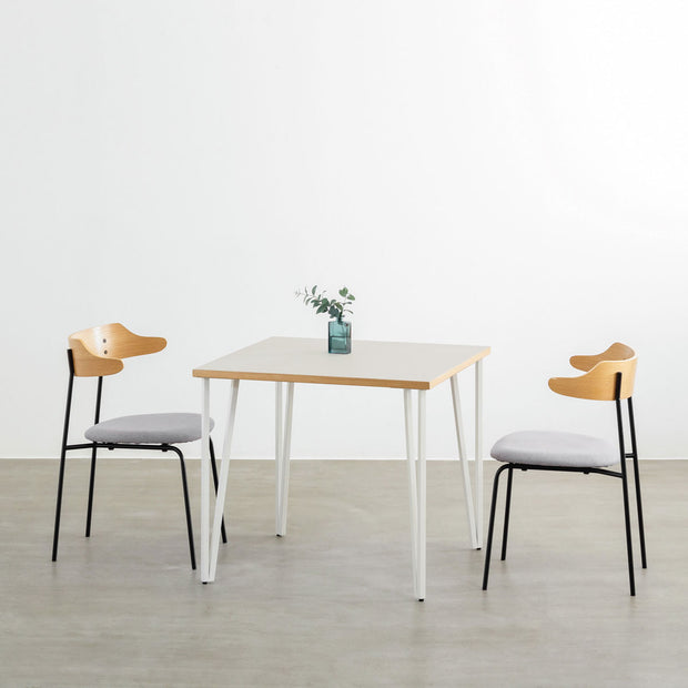 THE CAFE TABLE リノリウム White Steel トライアングル Straight × スクエア 60 100 –  KANADEMONO