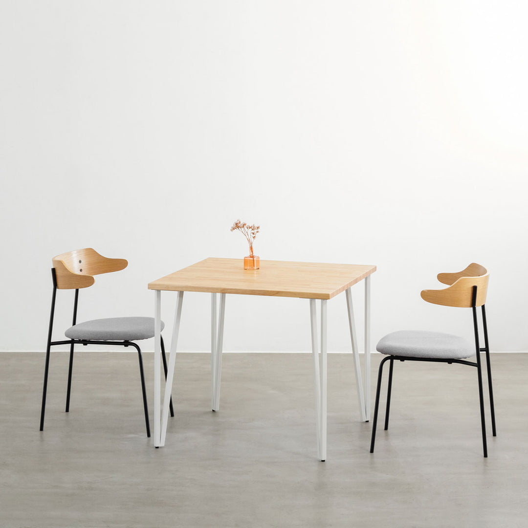 THE CAFE TABLE / 天然木シリーズ White Steel トライアングル Straight × スクエア 60 - 100 –  KANADEMONO
