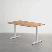 かなでものの杉無垢材とホワイトのIラインの鉄脚を組み合わせたシンプルモダンなテーブル1