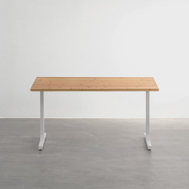 かなでものの杉無垢材とホワイトのIラインの鉄脚を組み合わせたシンプルモダンなテーブル2
