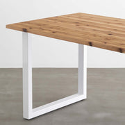 かなでものの杉無垢材とホワイトの鉄脚を組み合わせたシンプルモダンなテーブル（斜め）