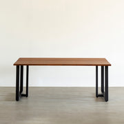 THE TABLE / ラバーウッド ブラウン × Tube T - Black Steel × W100 - 180cm, D91 - 120cm