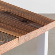 かなでもののヴィンテージ風杉無垢とホワイトの鉄脚を組み合わせたシンプルモダンなテーブル（天板クローズ）