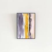 Kanademonoのグレー×暖色カラーをストライプ状に描いた水彩抽象画A２＋ブラックフレーム
