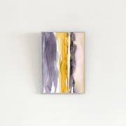 Kanademonoのグレー×暖色カラーをストライプ状に描いた水彩抽象画A２＋シルバーフレーム