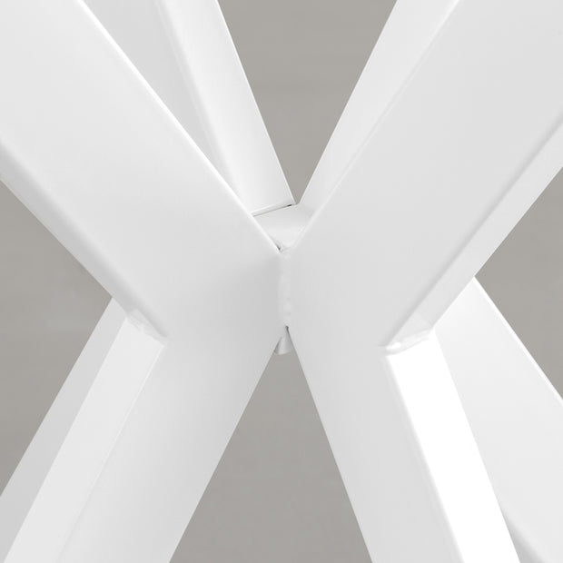 KanademonoのXラインのホワイトカフェテーブル脚（中央接合部分）