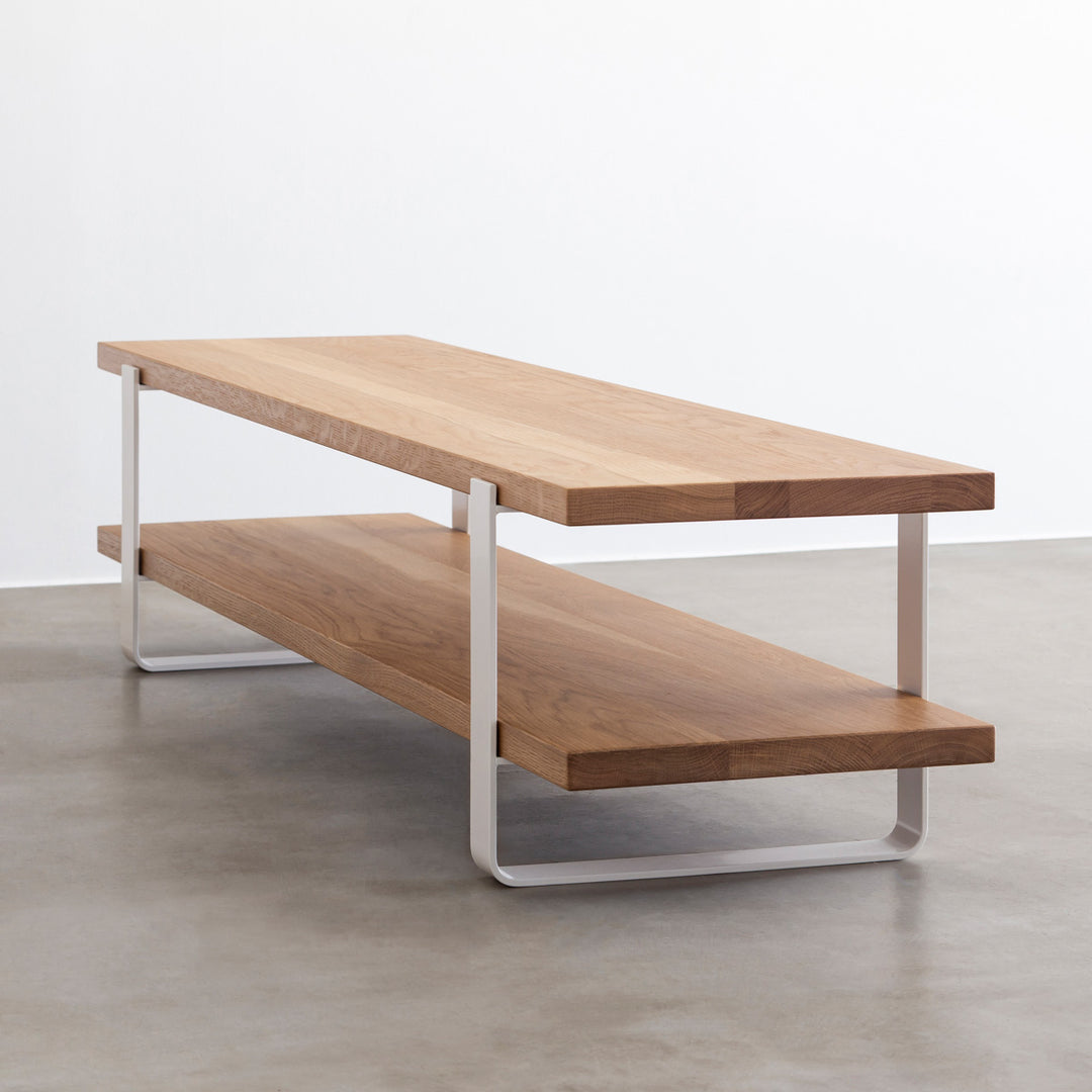 送料込　KANADEMONO THE TV BOARD / LOW TABLE THE TV BOARD / LOW TABLE 無垢 ホワイトオーク × White Steel