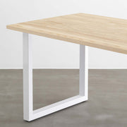 かなでもののホワイトアッシュ材とホワイトのスクエア鉄脚を組み合わせたシンプルモダンなテーブル（斜め）