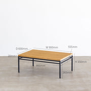 オーク天然木＋ブラックアイアンのシンプルなデザインが洗練された印象のセンターテーブル・Mサイズ（寸法画像）