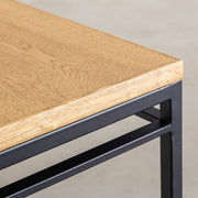 オーク天然木＋ブラックアイアンのシンプルなデザインが洗練された印象のセンターテーブル・Mサイズ（角）