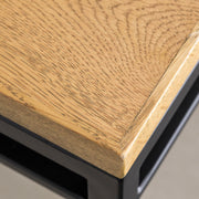 オーク天然木＋ブラックアイアンのシンプルなデザインが洗練された印象のセンターテーブル・Mサイズ（オーク天板）