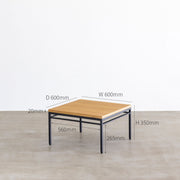 オーク天然木＋ブラックアイアンのシンプルなデザインが洗練された印象のセンターテーブル・Sサイズ（寸法画像）