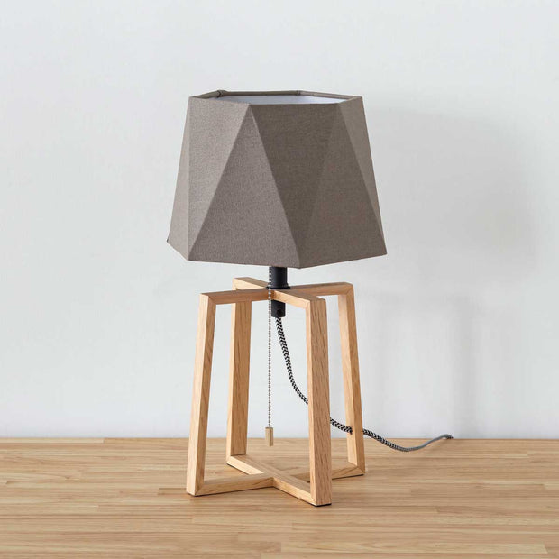 Hexagon Cotton Wood Table Lamp
