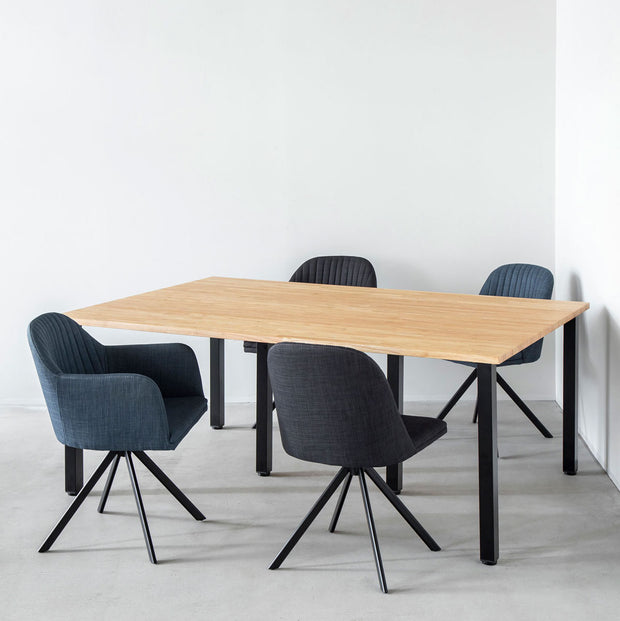 THE TABLE / ラバーウッド ナチュラル × Black Steel × W150 - 200cm
