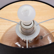 かなでもののスチールとガラスを組み合わせシェード部分にファブリックを使用したモダンなブラックのテーブルランプの電球