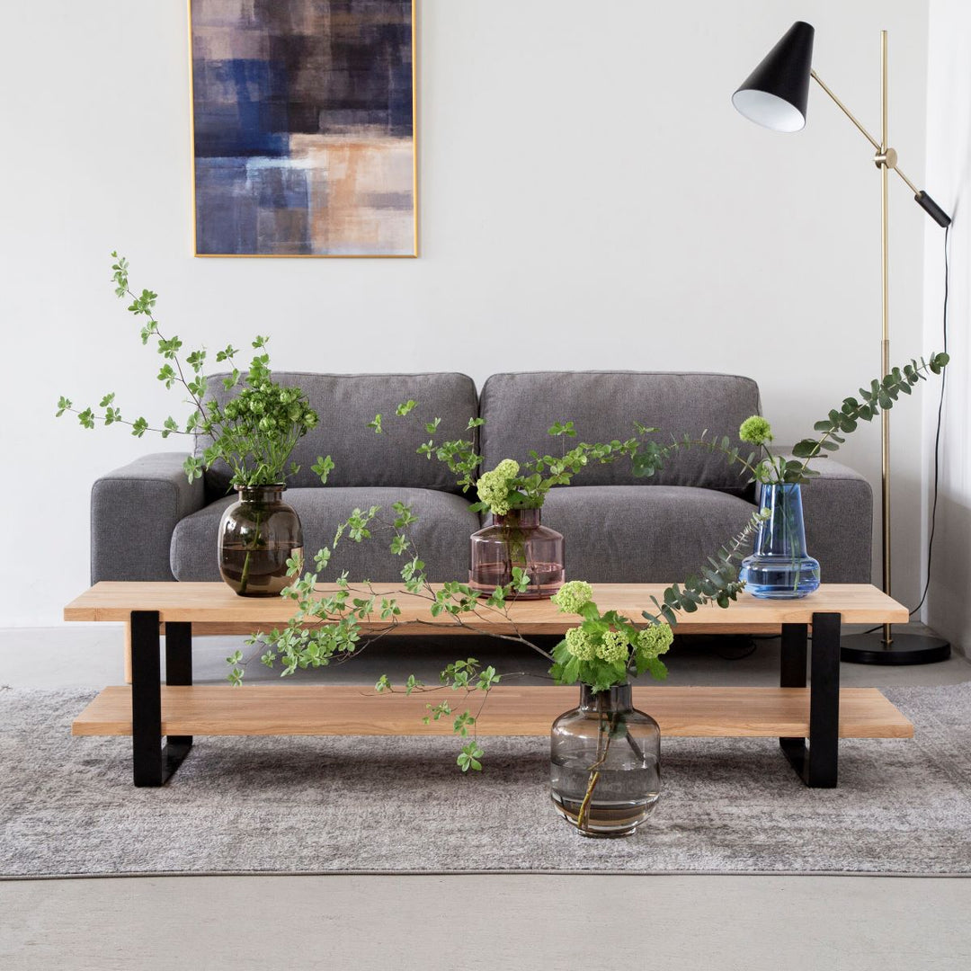 暮らし」×「花」 ガラス フラワーベース グレー SIMPLE – KANADEMONO