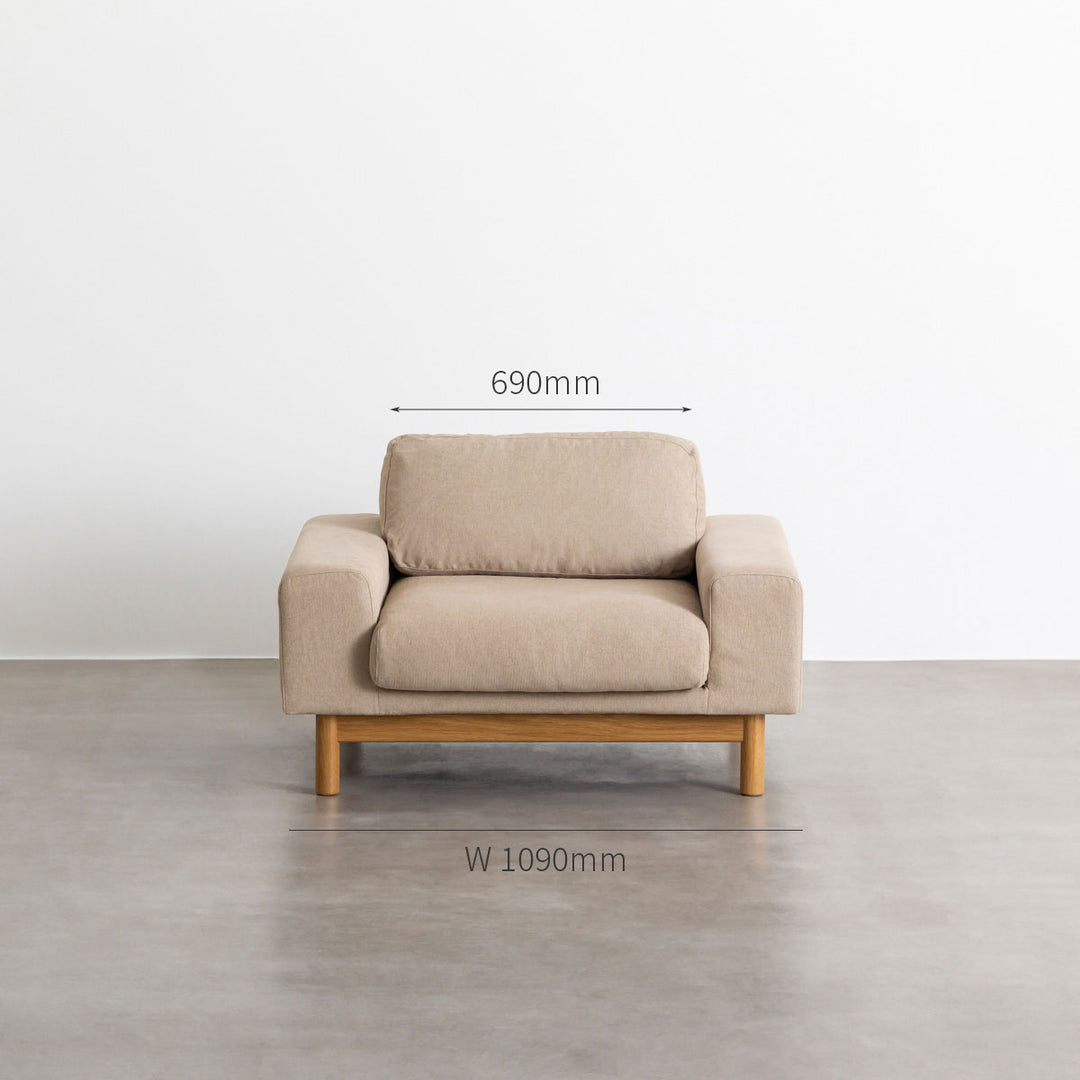 Natural - Modern ファブリック ソファ 1 seater – KANADEMONO