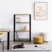 KANADEMONOの猫をモチーフにしたモダンなドローイングアートA1＋ブラックフレーム（コーディネートイメージ）