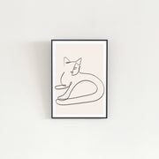 KANADEMONOの猫をモチーフにしたモダンなドローイングアートA２＋ブラックフレーム