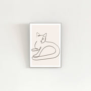 KANADEMONOの猫をモチーフにしたモダンなドローイングアートA２＋シルバーフレーム