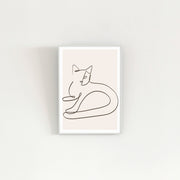 KANADEMONOの猫をモチーフにしたモダンなドローイングアートA２＋ホワイトフレーム