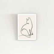 KANADEMONOの猫のおすわりをモチーフにしたモダンなドローイングアートA２＋ホワイトフレーム