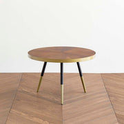 アッシュとアイアン脚の組み合わせが印象的なアンティーク調の丸形コーヒーテーブル